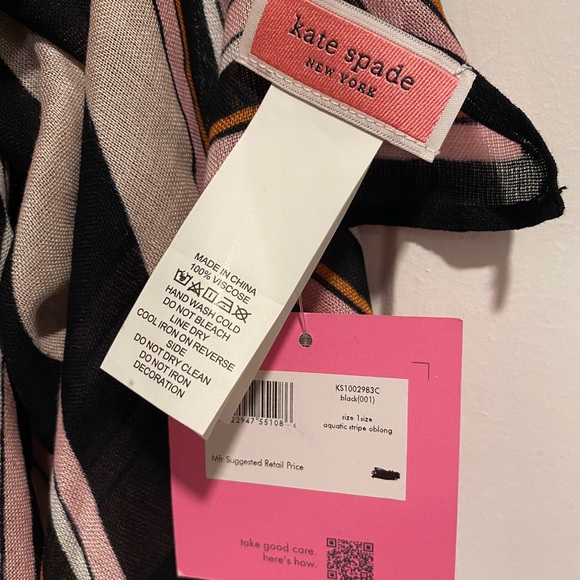 Kate Spade Aquatic Stripe Oblong Multicolor O/S Scarf NWT - Picture 5 of 7